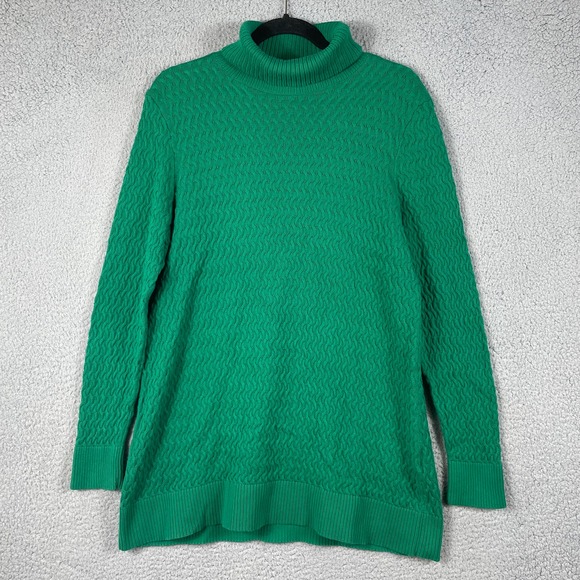 Lands' End Women's Green Long Sleeve Turtleneck Sweater Size LP - Picture 1 of 10